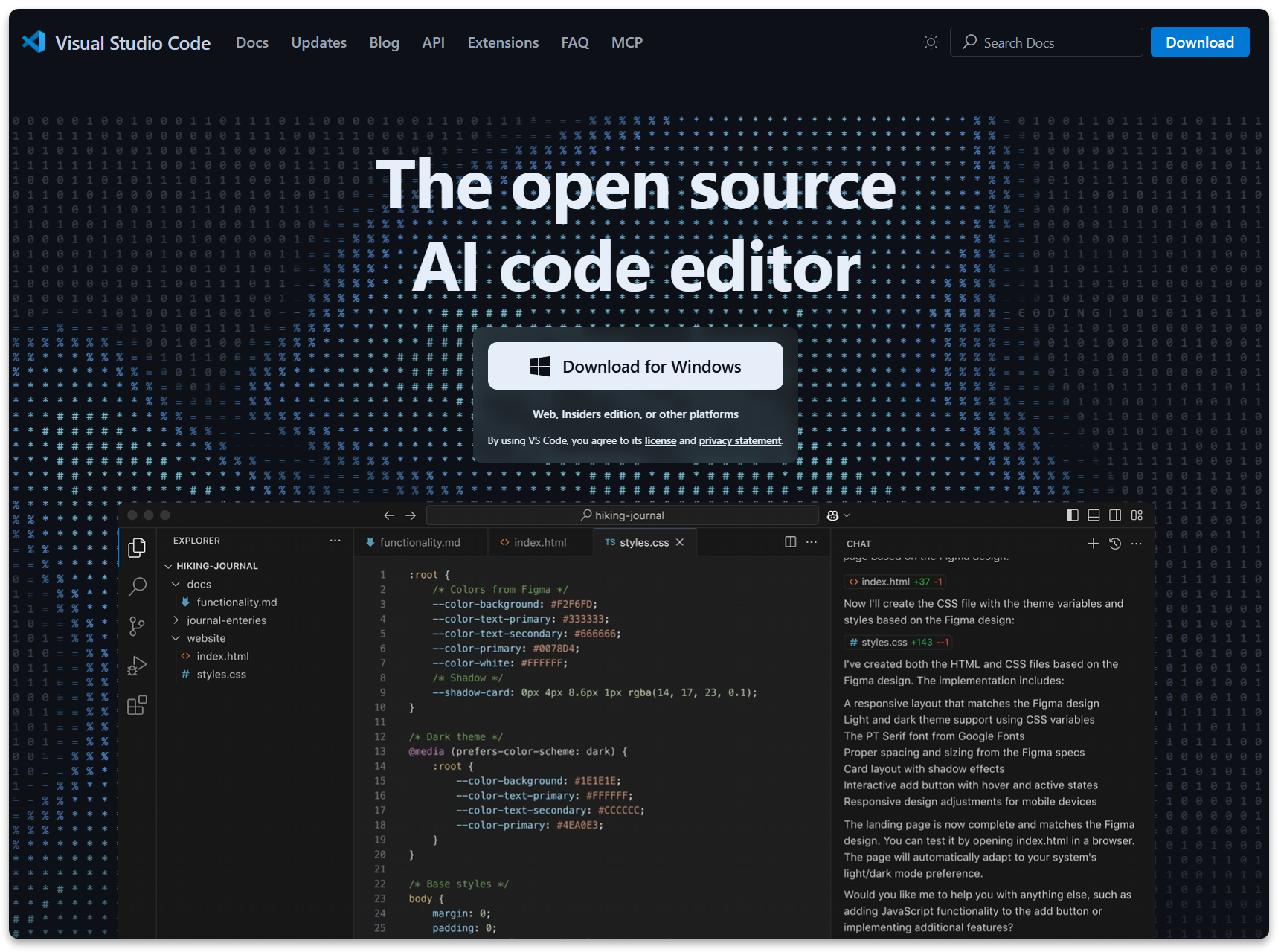 Страница загрузки VSCode