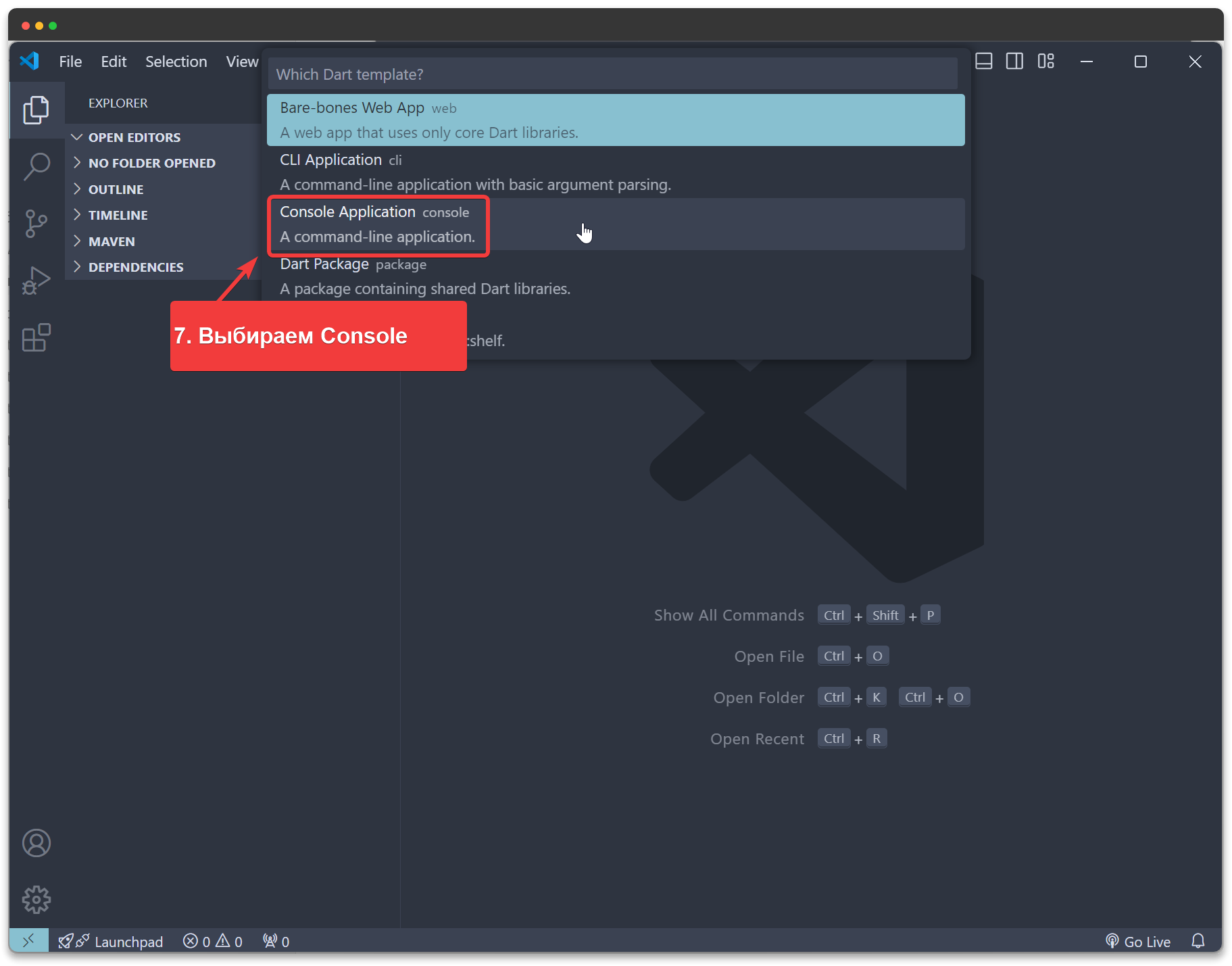 Выбор шаблона проекта